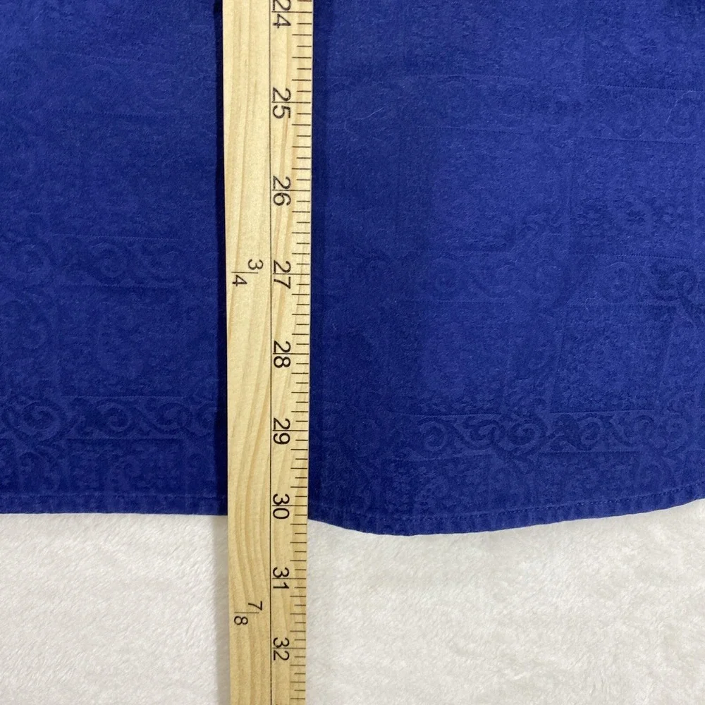 Robert Graham Shirt Mens‎ L Blue Jacquard Classic Fit Contrast Cuffs Floral Trim